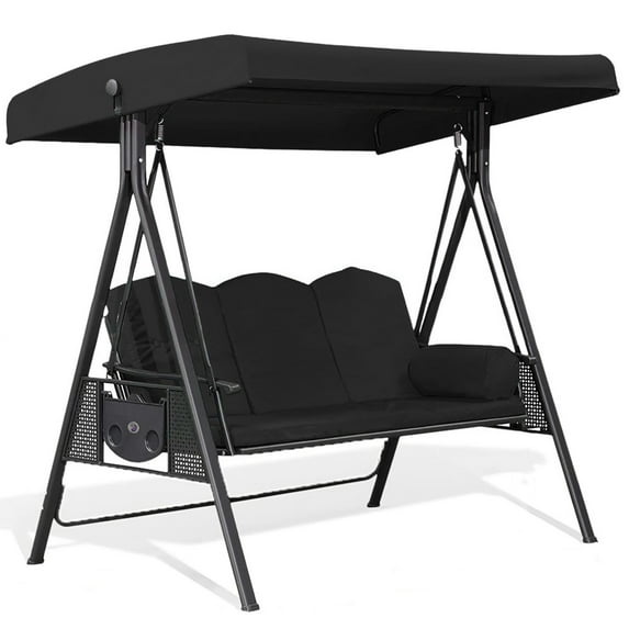 Outdoor Swing Canopy Replacement Cover - Heavy Duty Waterproof & Windproof 3-Seater Top Cover for Patio Swing Chairs - UV Protection Rip-Proof Garden Swing Cover 75"x47"x7" for Backyard, Porch