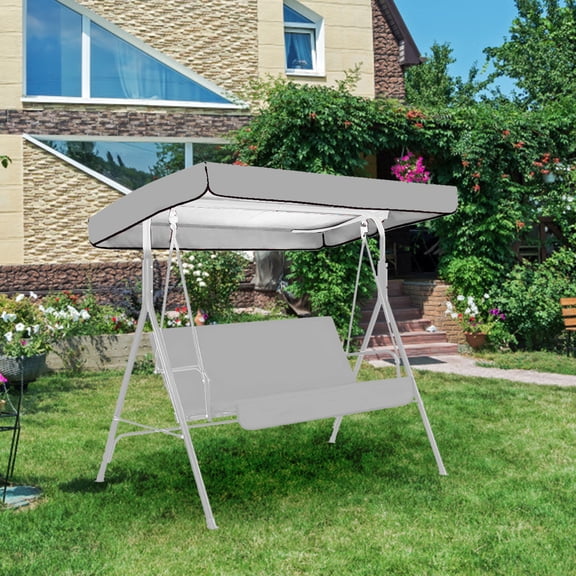 Outdoor Swing Canopy Replacement Cover - Heavy Duty Waterproof & Windproof 3-Seater Top Cover for Patio Swing Chairs - UV Protection Rip-Proof Garden Swing Cover 75"x47"x7" for Backyard, Porch