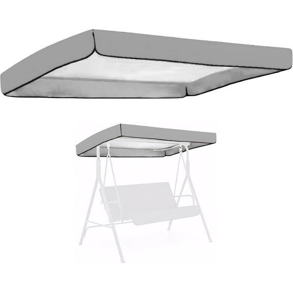 Outdoor Swing Canopy Replacement:Swing Covers for Outdoor Patio Swing 3 Seater, Waterproof Windproof Swing Canopy Replacement Top Only,Porch Swing Cover for Shade and Rain (Gray, 84*48*7in)
