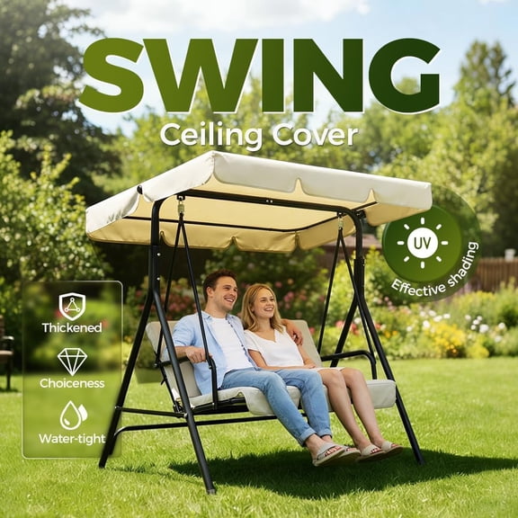 Outdoor Swing Canopy Replacement Top Cover, 2/3 Seater Hammock Cover Top, Universal Waterproof Replacement  Swing Canopy Replacement Cover for Garden Swing Chair  Hammock (Green, Small)