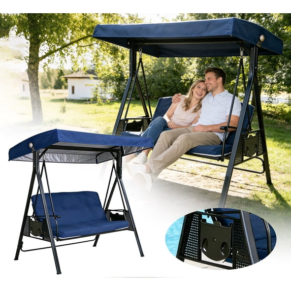 Outdoor Swing Canopy Replacement Top Cover -Windproof Rainproof Sunproof Hammock Top Cover, 3 Seater Swing Chair Porch Swing Seat Canopy Cover for Summer Outdoor Garden, Oxford