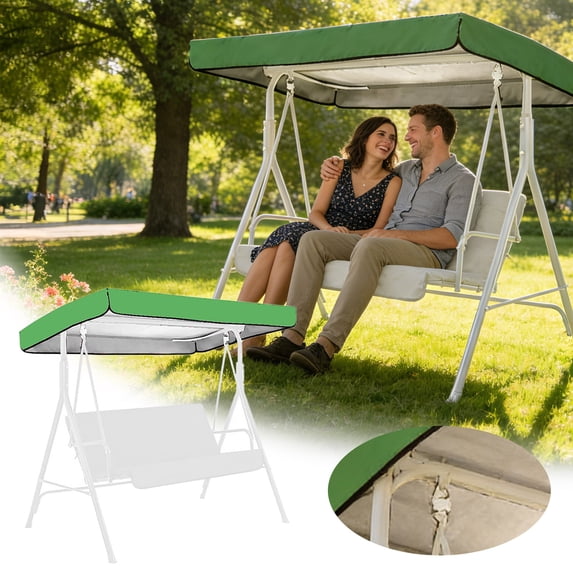 Outdoor Swing Canopy Replacement Top Cover -Windproof Rainproof Sunproof Hammock Top Cover, 3 Seater Swing Chair Porch Swing Seat Canopy Cover for Summer Outdoor Garden, Oxford