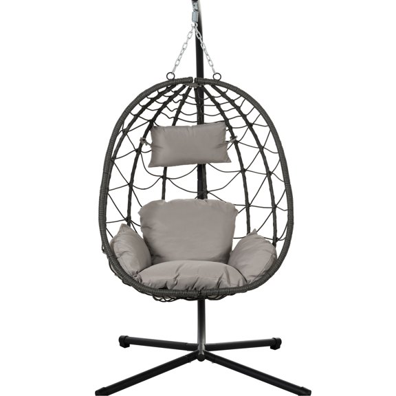 Outdoor Swing Chair | Relaxing Spot in Garden or Patio | Sturdy Metal Frame with Powder Coating | Water-Resistant Fabric Cover for Cushion