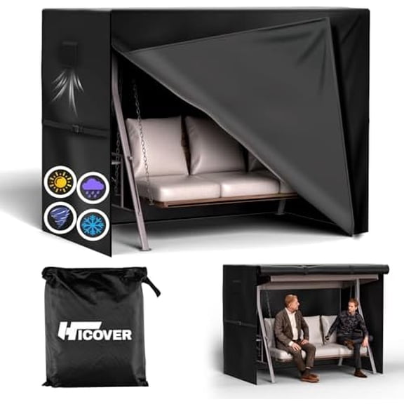 Outdoor Swing Cover 3 Seater 600D Hammock Cover Waterproof Heavy Duty Garden Hammock Glider Chair Cover Patio Furniture Covers Garden Swing Canopy Covers All Weather Protection With Zipper