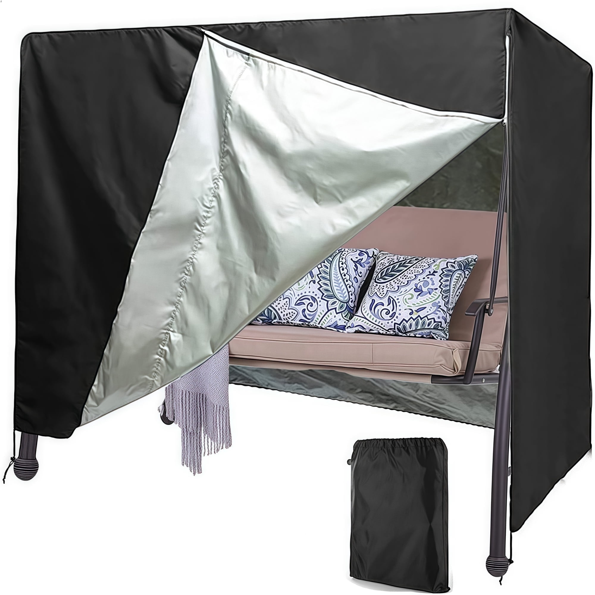 Outdoor Swing Cover 3 Triple Seater Hammock Cover Garden Swing Cover Garden Hammock Glider Chair Cover Patio Furniture Cover UV Resistant Swing Canopy Cover All Weather Protection
