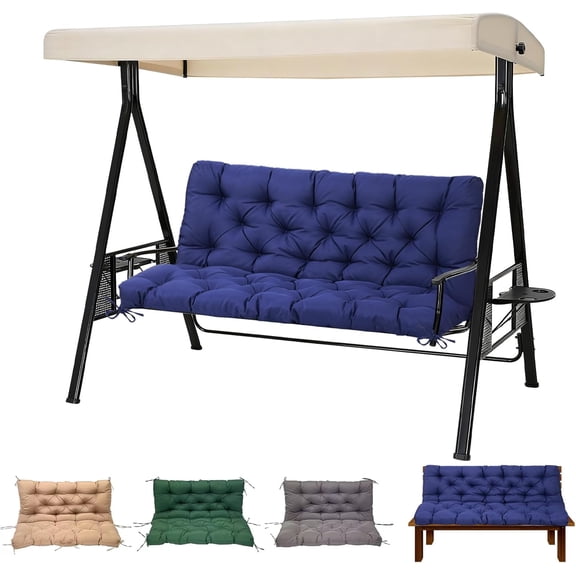Outdoor Swing Cushion Replacement Patio Bench Cushion Waterproof Thick Seat Pad for Porch Swing Daybed Garden Sofa Furniture (Navy Blue)