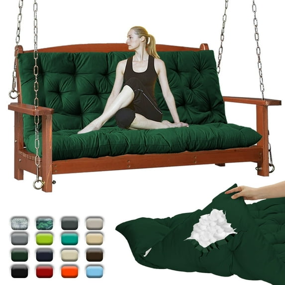 Outdoor Swing Cushions 47”, Porch Swing Cushions Thicken 4", Anti-Fading Patio Swing Chair Pads, Waterproof Bench Cushions, Swing Chair Cushion for Outdoor Canopy Swing Glider