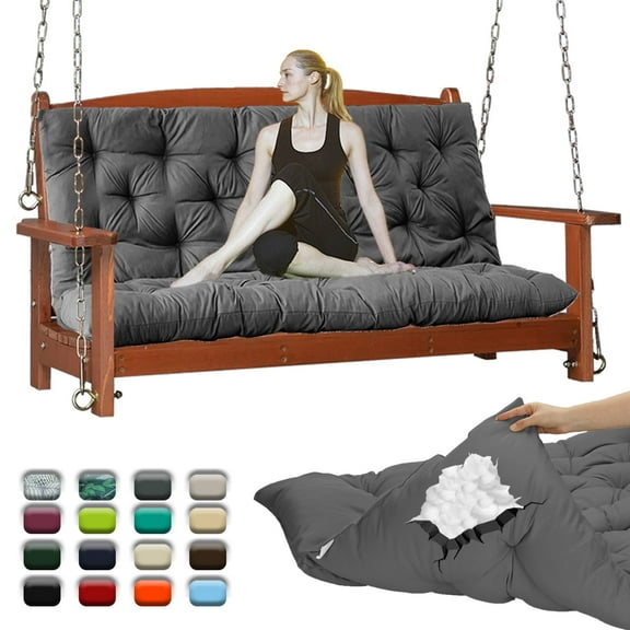 Outdoor Swing Cushions 60”, Porch Swing Cushions Thicken 4", Anti-Fading Patio Swing Chair Pads, Waterproof Bench Cushions, Swing Chair Cushion for Outdoor Canopy Swing Glider