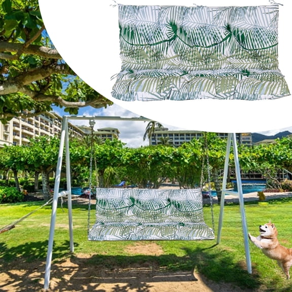 Outdoor Swing Cushions, Garden Bench Cushions with Backrest and Ties Non-Slip Bench Pads 2-3 Seater Washable Swing Replacement Cushions for Garden Patio Porch loveseat Pad (Bamboo Leaves 60 * 40 in)
