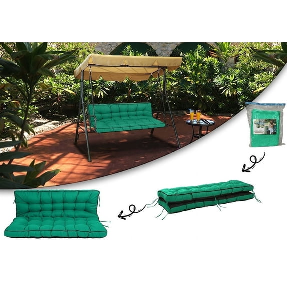 XXLYY Outdoor Swing Cushions, Swing Cushions 3 Seater Replacement with Backrest, Waterproof Thicken 4" Bench Cushion with Ties for Patio Porch Lawn and Garden