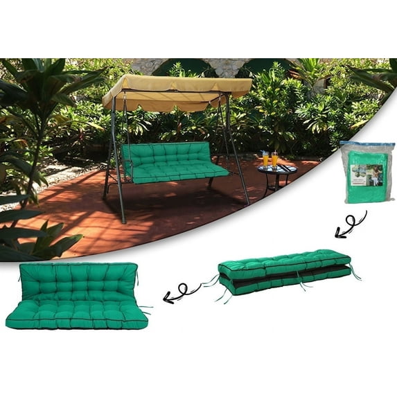 XXLYY Outdoor Swing Cushions, Swing Cushions 3 Seater Replacement with Backrest, Waterproof Thicken 4" Bench Cushion with Ties for Patio Porch Lawn and Garden