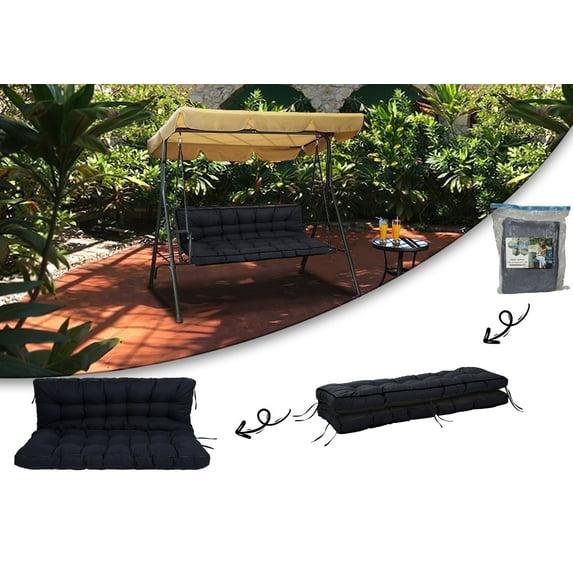 XXLYY Outdoor Swing Cushions, Swing Cushions 3 Seater Replacement with Backrest, Waterproof Thicken 4" Bench Cushion with Ties for Patio Porch Lawn and Garden