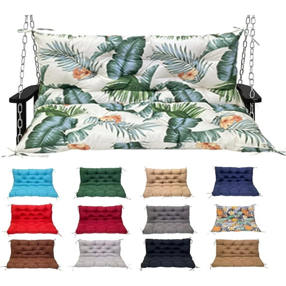 Outdoor Swing Cushions, Waterproof 2-3 Seater Bench Cushions for Outdoor Furnitur with Backrest, Thicken Washable Cushion for Swing Patio Porch Lawn Garden, Hawail Style, 40x40x4 inch