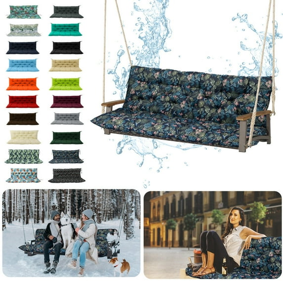 Outdoor Swing Cushions, Waterproof Thicken Porch Swing Cushions with Ties, 2-3 Seater Patio Swing Replacement Cushion for Backyard, Lawn and Garden(Hummingbird-40*47in)