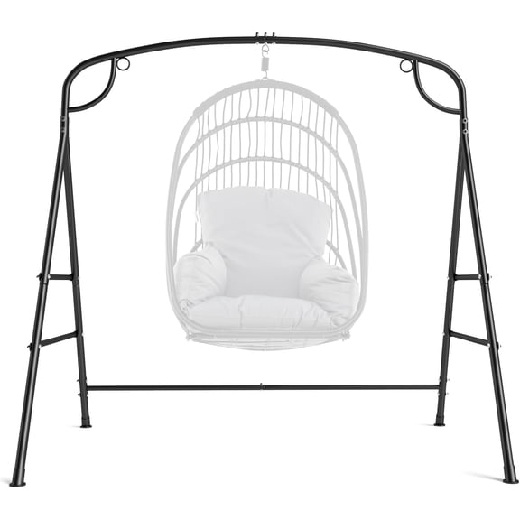 Outdoor Swing Frame Heavy-Duty Metal Porch Swing Stand with Side Bars & 2 Rings, 660 lbs Weight Capacity, A-Frame Swing Frame for Garden, Backyard, Balcony