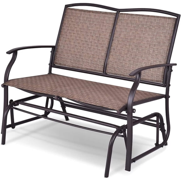 Outdoor Swing Glider Loveseat Chair for Backyard Garden Rocking Seating Patio Bench with Powder Coated Steel Frame