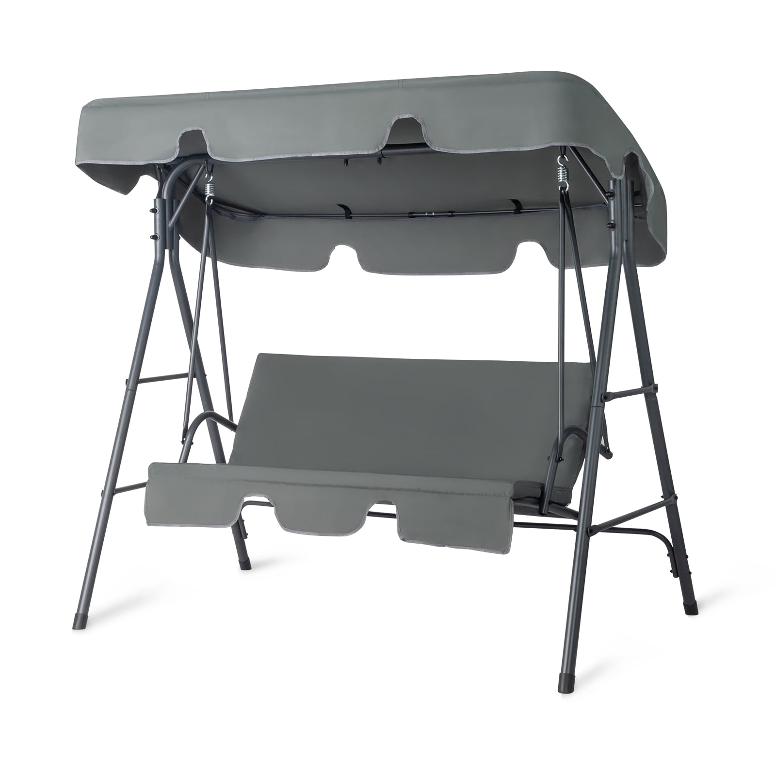 Outdoor Swing Set with Canopy & Cushion 250KG Weight Capacity Steel Frame Oxford Cloth Patio Swing for Garden Backyard Balcony
