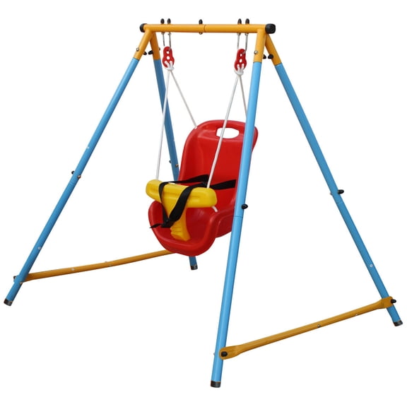 Outdoor Swing Sets Baby Toddler Indoor/Outdoor Metal Swing Set with Safety Belt for Backyard,Swing Sets