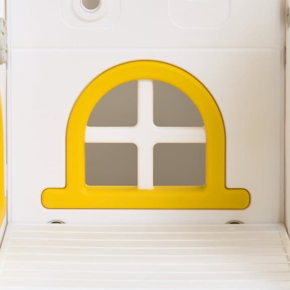 Outdoor Swing Sets Qaba 8 in 1 Toddler Slide and Swing Set with 2 Slides, Baby Slide for Ages 1-3 with Basketball Hoop, Climber, Aisle, Steering Wheel, Storage Space, Telescope, Indoor Playground, Ye