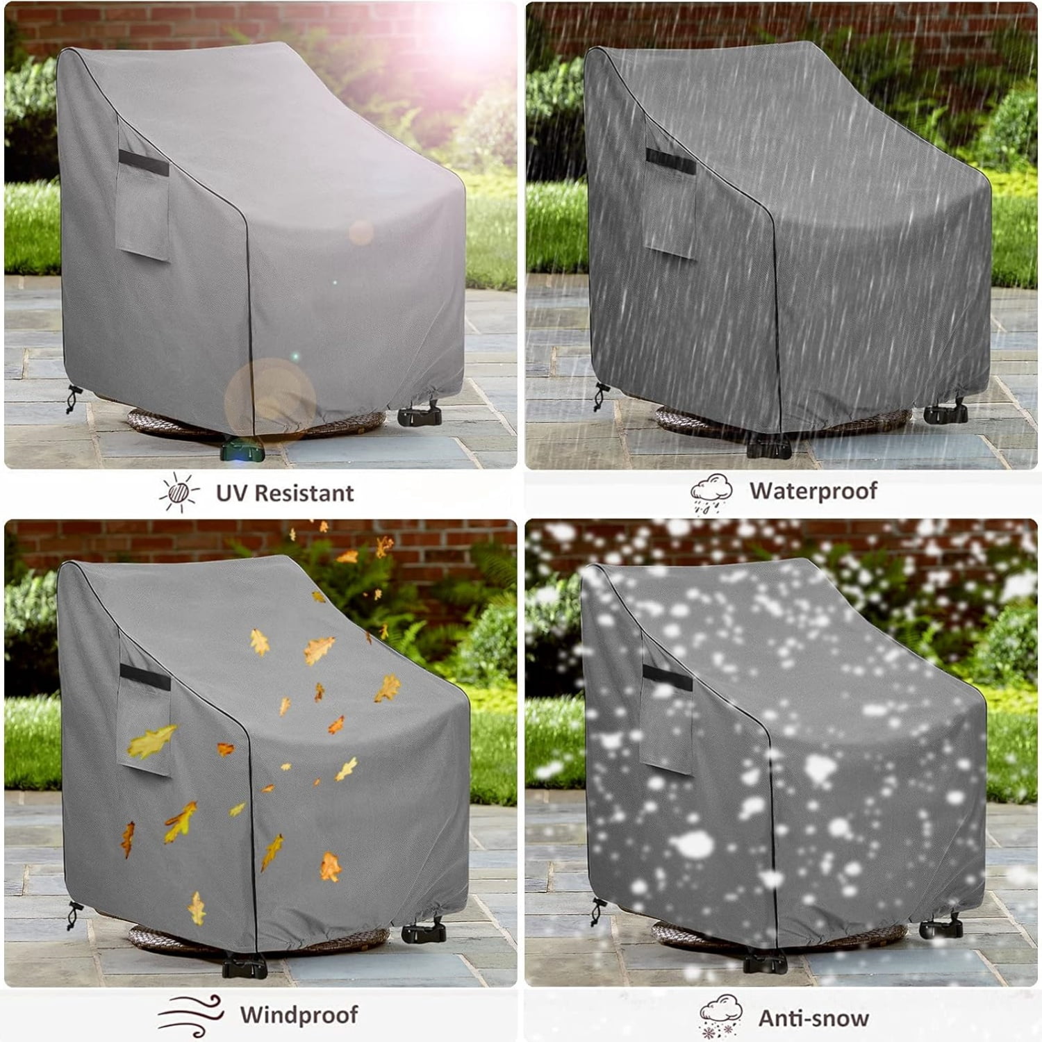 Outdoor Swivel Chair Cover 2 Pack,Outdoor Furniture Patio Chair Covers Waterproof Clearance,(30" W x 34" D x 38.5" H) Outdoor Lawn Patio Furniture Covers,Grey