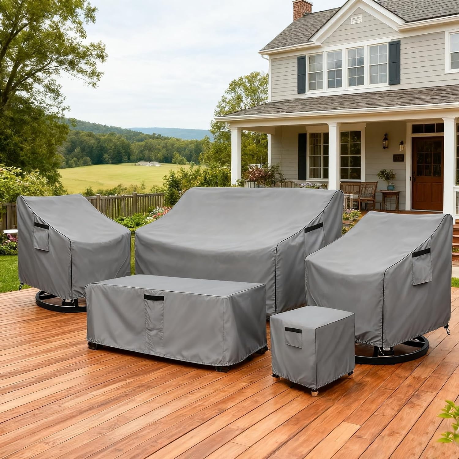 Outdoor Swivel Chair Cover 2 Pack,Outdoor Furniture Patio Chair Covers Waterproof Clearance,(30" W x 34" D x 38.5" H) Outdoor Lawn Patio Furniture Covers,Grey