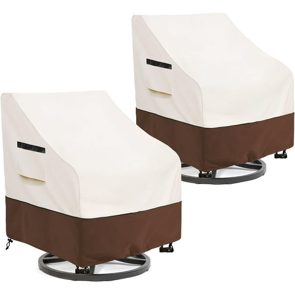 Outdoor Swivel Chair Cover 2 Pack,Outdoor Furniture Patio Chair Covers Waterproof Clearance, Lawn Patio Furniture Covers,30" W x 34" D x 38.5" H,Beige & Brown