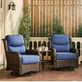 thumbnail image 1 of Hillga Outdoor Furniture Patio Wicker Swivel Glider Rocking Chair Blue Cushions Side Table 3 Pieces, 1 of 8