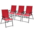 thumbnail image 1 of Metal Outdoor Folding Chairs, 4-Piece Patio Lawn Chairs with Arms, 1 of 5