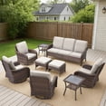 thumbnail image 1 of Outdoor Swivel Rocker Patio Chairs Set,9 Piece Furniture Set with 2 Swivel Rocking Chairs, 3-Seat Sofa,Ottoman & Side Table All Weather Wicker Conversation Set for Porch Deck Garden Backyard, 1 of 12