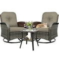 thumbnail image 1 of Outdoor Swivel Rocker Patio Chairs Set of 2, 3-Piece 360-Degree Wicker Patio Bistro Set Chairs with Cushions, Glass Tablefor Garden, Patio, Brown., 1 of 7