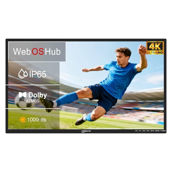 Outdoor TV, 65Inch 4K Outdoor Smart TV, 1000nits High Brightness Outdoor TVs, IP65 Waterproof TV, Voice Assistant Remote, Compatible with Dolby, Wide Viewing Angle Smart TV, Suitable for Partial Sun