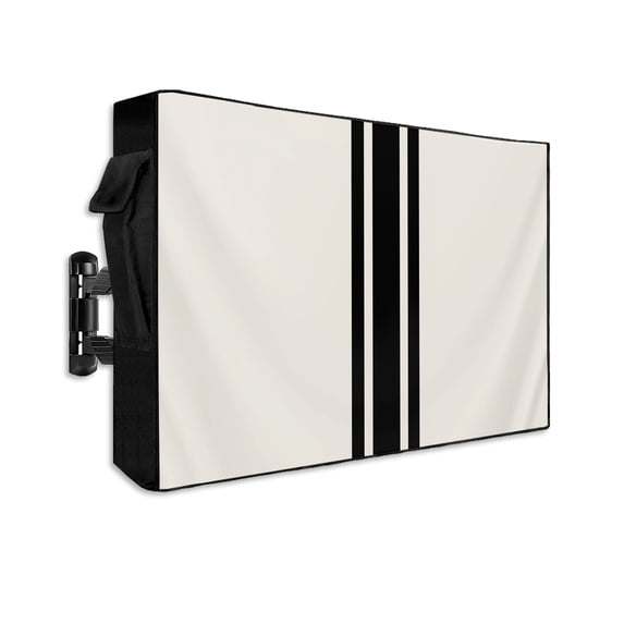 Outdoor TV Cover 30 to 32 Inch Weatherproof, Black Farmhouse Stripes Waterproof TV Screen Protector for Outside Decor with Zipper and Pocket 30"L x 19"H , Modern Minimalist Beige