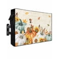 thumbnail image 1 of Outdoor TV Cover 30 to 32 Inch Weatherproof, Boho Fall Thanksgiving Waterproof TV Screen Protector for Outside Decor with Zipper and Pocket 30"L x 19"H&nbsp; , Orange White Teal Blue Pumpkins Leaves, 1 of 7