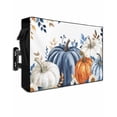 thumbnail image 1 of Outdoor TV Cover 30 to 32 Inch Weatherproof, Fall Thanksgiving Waterproof TV Screen Protector for Outside Decor with Zipper and Pocket 30"L x 19"H&nbsp; , White Orange Blue Pumpkin Floral Leaf, 1 of 7