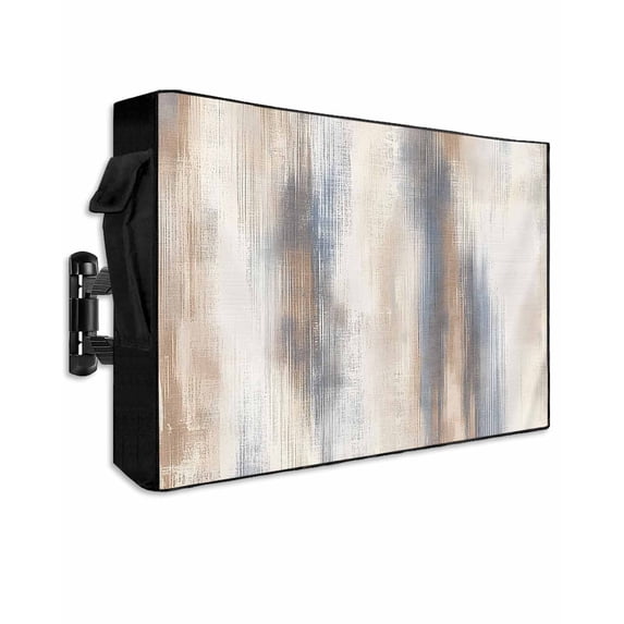 Outdoor TV Cover 30 to 32 Inch Weatherproof, Neutral Beige Gray Waterproof TV Screen Protector for Outside Decor with Zipper and Pocket 30"L x 19"H , Abstract Grunge Modern Art