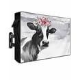 thumbnail image 1 of Outdoor TV Cover 40 to 43 Inch Weatherproof, Farmhouse Retro Waterproof TV Screen Protector for Outside Decor with Zipper and Pocket 40"L x 25"H , Wildflowers Cow Ink Pattern Black White, 1 of 7
