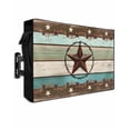 thumbnail image 1 of Outdoor TV Cover 40 to 43 Inch Weatherproof, Farmhouse Waterproof TV Screen Protector for Outside Decor with Zipper and Pocket 40"L x 25"H , Wood Texture Barn Star Brown Turquoise, 1 of 7