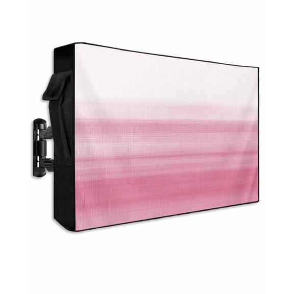Outdoor TV Cover 40 to 43 Inch Weatherproof, Pink White Waterproof TV Screen Protector for Outside Decor with Zipper and Pocket 40"L x 25"H , Abstract Modern Brush Strokes