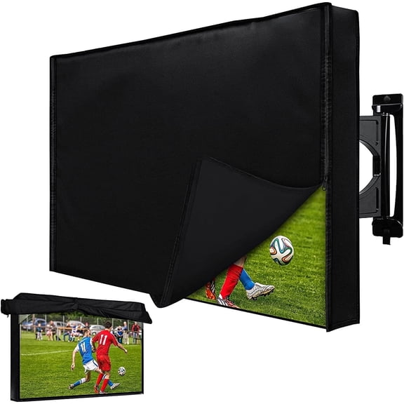 ASTRAEA Outdoor TV Cover 40", 600D Heavy Duty 5 Season Weatherproof TV Protector with Waterproof Zipper & Remote Control Pocket for Outside Flat Screen TV, LED, LCD, OLED TVs, Black