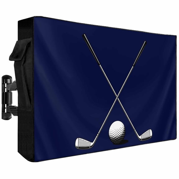 Outdoor TV Cover 40x25x4.5in, Golf Ball on Dark Blue Background Weatherproof TV Screen Protector with Zipper, Sports Players Outside Television Cover Fits Up to 40-43"