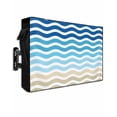 thumbnail image 1 of Outdoor TV Cover 48 to 50 Inch Weatherproof, Geometric Beach Striped Pattern Waterproof TV Screen Protector for Outside Decor with Zipper and Pocket 48"L x 30"H , Blue Brown Wave Pattern, 1 of 7