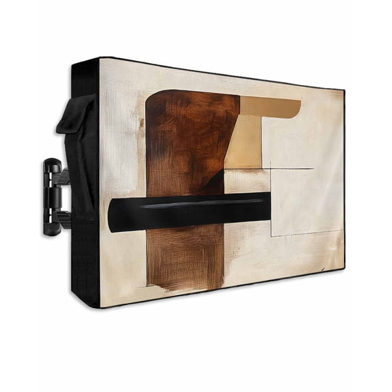 Outdoor TV Cover 48 to 50 Inch Weatherproof, Vintage Brown Color Blocks Waterproof TV Screen Protector for Outside Decor with Zipper and Pocket 48"L x 30"H , Abstract Graffiti Art Modern