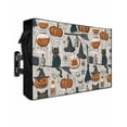 thumbnail image 1 of Outdoor TV Cover 48 to 50 Inch Weatherproof, Vintage Halloween Pattern Waterproof TV Screen Protector for Outside Decor with Zipper and Pocket 48"L x 30"H , Pumpkin Witch Hat Black Cat, 1 of 7