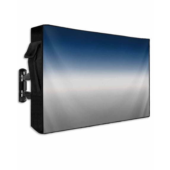 Outdoor TV Cover 52 to 55 Inch Weatherproof, Blue Grey Ocean Gradient Waterproof TV Screen Protector for Outside Decor with Zipper and Pocket 52"L x 30"H , Abstract Modern Art