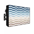thumbnail image 1 of Outdoor TV Cover 52 to 55 Inch Weatherproof, Geometric Beach Striped Pattern Waterproof TV Screen Protector for Outside Decor with Zipper and Pocket 52"L x 30"H , Blue Brown White Wave Pattern, 1 of 7