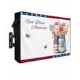 thumbnail image 1 of Outdoor TV Cover 52 to 55 Inch Weatherproof, Independence Day Spring Floral US Flag Farmhouse 600D Oxford TV Covers with Waterproof Zipper, Outside Flat TV Screen Protector 52"Wx19"Hx4.5"D, 1 of 7