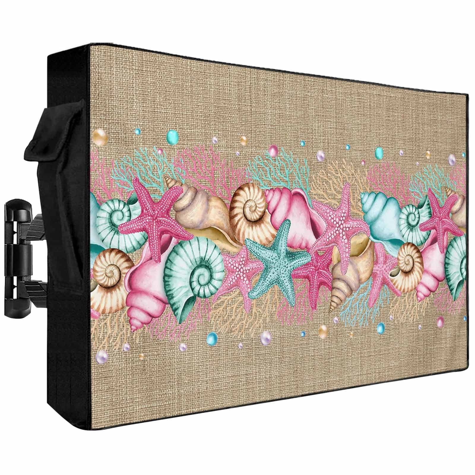 Shell On Tv Outdoor TV Cover 52x30x4.5in, Summer Marine Life Pink Starfish ...