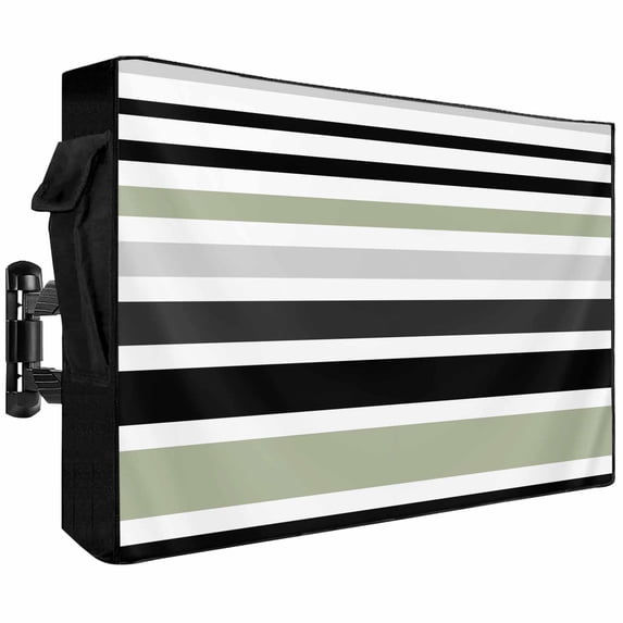 Outdoor TV Cover 58x37x4.5in, Abstract Minimalist Colorful Stripe Weatherproof TV Screen Protector with Zipper, Coarse Stripes Outside Television Cover Fits Up to 60-65"