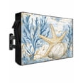 thumbnail image 1 of Outdoor TV Cover 60 to 65 Inch Weatherproof, Blue Coastal Ocean Beach Themedl Waterproof TV Screen Protector for Outside Decor with Zipper and Pocket 58"L x 37"H , Starfish Shell Coral, 1 of 7