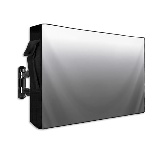 Outdoor TV Cover 60 to 65 Inch Weatherproof, Grey White Gradient Waterproof TV Screen Protector for Outside Decor with Zipper and Pocket 58"L x 37"H , Abstract Watercolor